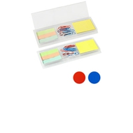 Porta Post-it con Clips
CÓDIGO: CCN14 	
Porta Post-it con Clips de colores. Incluye 1 taco post-it de 40 hojas de 4,8 x 3,6 cm + 3 tacos de 25 banderitas post-it de 4,8 x 1,2 cm + 10 clips recubiertos de colores. Regla de 14 cm y de 5,5".
• Tamaño: 15 x 6 x 0.8 cm.
• Colores: Azul Frozen (32), Rojo Frozen(33), Traslúcido (39)
• Impresión en: Serigrafía.