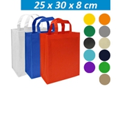 Bolsa Eco Mediana
CÓDIGO: CCE3
Bolsa Ecológica en tela TNT, 100% reciclable y reutilizable. Cuenta con 2 asas de 28 cm c/u aprox.
• Tamaño: 25 x 30 x 8 cm.
• Colores: Blanco (01), Azul Rey (02), Rojo (03), Naranjo (04), Amarillo (05), Verde (06), Gris (07), Negro (08), Beige (09), Celeste (19), Azul Marino (20), Morado (26), Verde Pistacho (45), Café Claro (55).
• Impresión en: Serigrafía