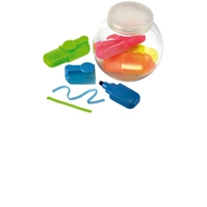 Set 5 Destacadores Color
CÓDIGO: CCN20
Set de 5 destacadores de colores, en frasco de plástico transparente con tapa frozen. Ideal espacio para logo en la tapa.
• Tamaño: 7.2 x 7.5 x 5.4 cm.
• Impresión en: Serigrafía