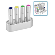 Set 4 Destacadores Color
CÓDIGO: CCN42
Set de 4 destacadores de color, sobre base plástica plateada. Presentación en caja de cartón color plata.
• Tamaño: 12.4 x 10.3 x 4.2 cm.
• Color: Plata (00).
• Impresión en: Serigrafía.