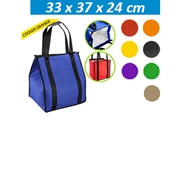 Eco Big Cooler Bag
CÓDIGO: CCE24
Eco "Big Cooler" Bag con bolsillo delantero. Tela exterior TNT 80grs. 100% reciclable y reutilizable. Tela interior PVC metalizado aislante.
• Tamaño: 33 x 37 x 24 cm. Bolsillo: 16 x 25 cm.
• Colores: Azul Rey (02), Rojo (03), Naranjo (04), Amarillo (05), Negro (08), Morado (25), Verde Pistacho (45), Café Claro (55).
• Impresión en: Serigrafía.
